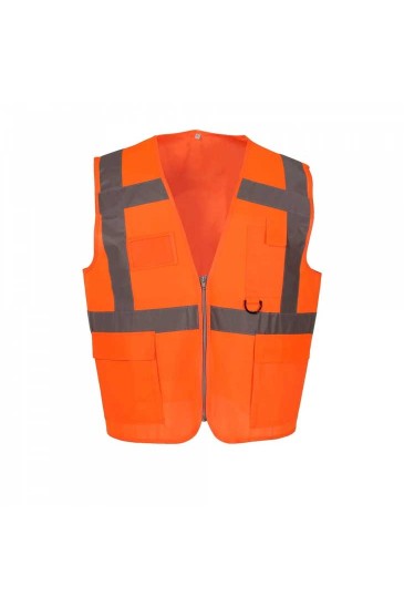 Fermuarlı İkaz Yeleği - Turuncu