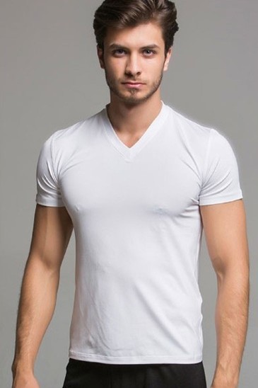 Thermoform V Yaka Kısa Kol Tişört - Beyaz