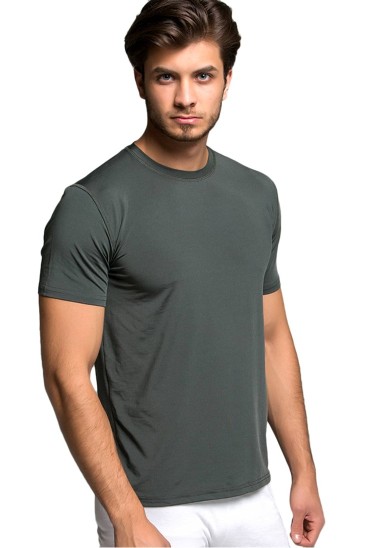 Thermoform Sıfır Yaka Kısa Kol Tişört - Haki