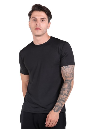 Thermoform Sıfır Yaka Kısa Kol Tişört - Siyah