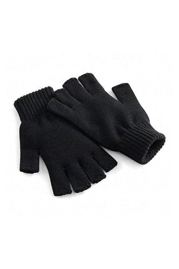 Eldiven Tekstil Yün Örme Yarım Parmak - Siyah