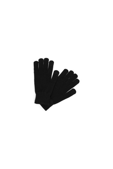 Eldiven Tekstil Yün Örme Çift Kat - Siyah