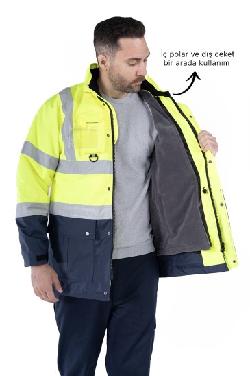 5’i 1 Arada Hi-Vis Kaban  - Sarı - Lacivert