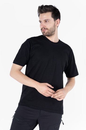 Bisiklet Yaka T-Shirt - Siyah