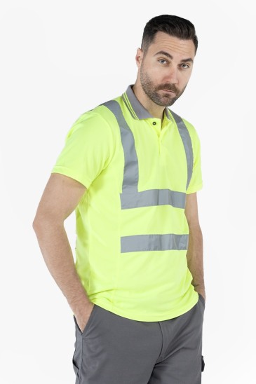 Polo Yaka Dry Touch Hi-Vis T-Shirt - Neon Sarı