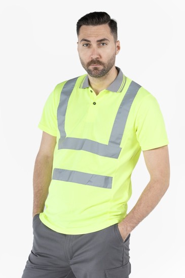Polo Yaka Dry Touch Hi-Vis T-Shirt - Neon Sarı