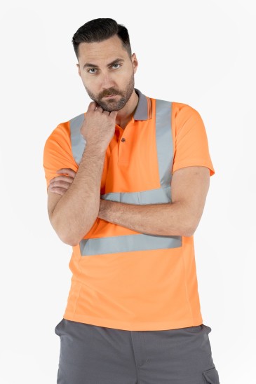 Polo Yaka Dry Touch Hi-Vis T-Shirt - Neon Turuncu