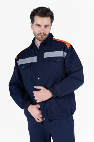 Çift Renkli Mont Pantolon İş Takımı - Lacivert - Turuncu