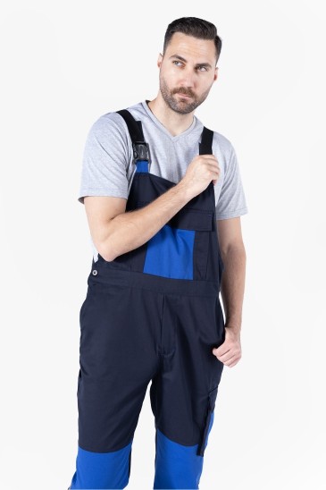 Elastik Cırt Ayarlı Bahçıvan Tulum - Lacivert - Saks Mavi