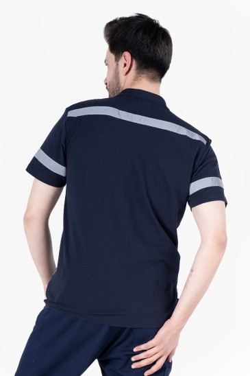 Polo Yaka Reflektörlü T-Shirt - Lacivert