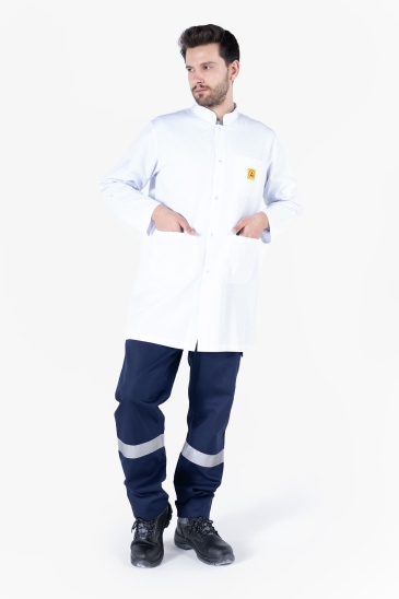 Blocer ESD Hakim Yaka Önlük - Beyaz