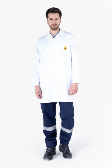 Antistatik ESD Önlük - Beyaz