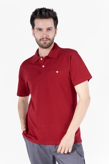 Polo Yaka Fleto Cepli T-Shirt - Bordo