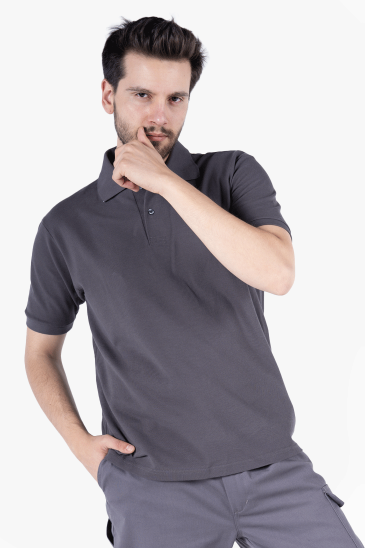 Polo Yaka  T-Shirt - Antrasit Gri