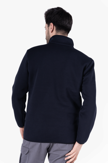 3 İplik Dik Yakalı Fermuarlı Sweatshirt - Lacivert