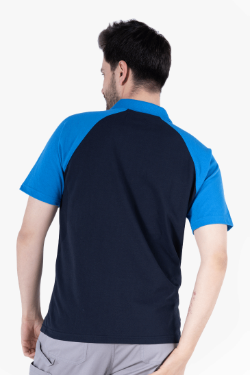 Polo Yaka Fermuarlı T-Shirt - Lacivert - Saks Mavi