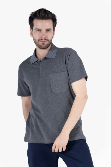 Polo Yaka T-Shirt - Antrasit Melanj