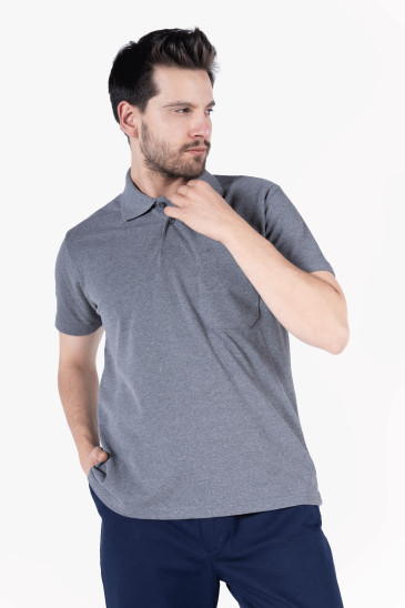 Polo Yaka T-Shirt - Füme Melanj