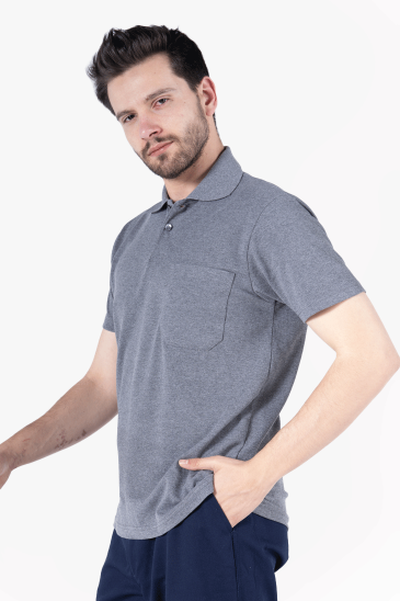 Polo Yaka T-Shirt - Füme Melanj