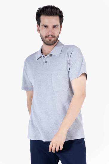 Polo Yaka T-Shirt - Gri Melanj