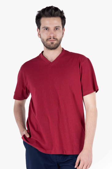 V Yaka T-Shirt - Bordo