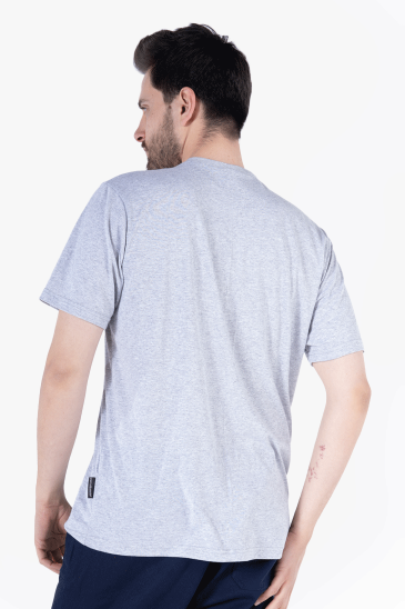 V Yaka T-Shirt - Gri Melanj