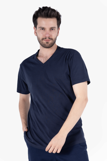 V Yaka T-Shirt - Lacivert