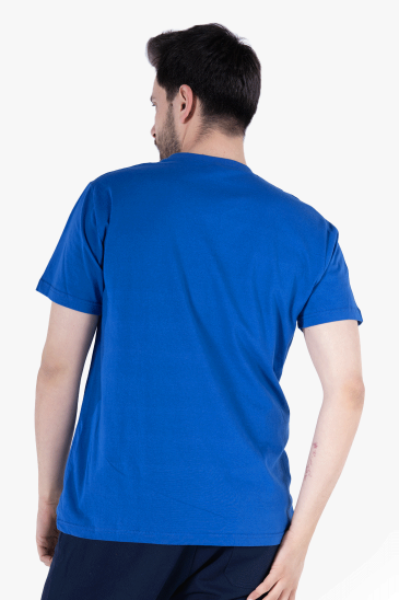 V Yaka T-Shirt - Saks Mavi