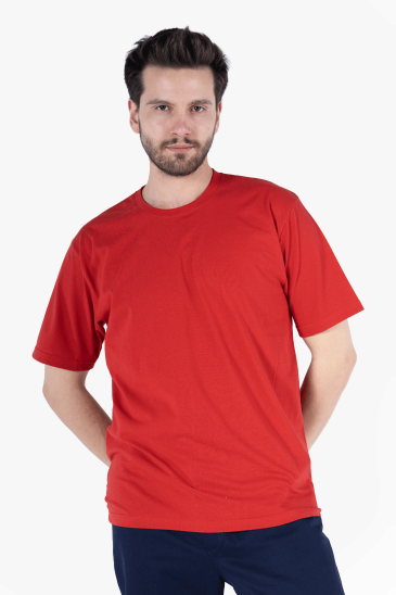 Bisiklet Yaka T-Shirt - Kırmızı