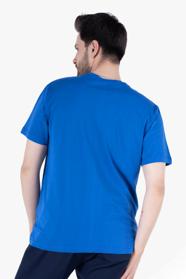 Bisiklet Yaka T-Shirt - Saks Mavi