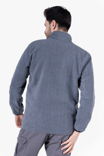 Dik Yaka Füme Polar Sweatshirt - Füme Melanj