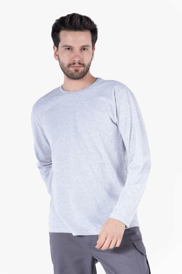 Bisiklet Yaka Sweatshirt - Gri Melanj