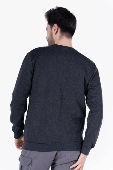 2 İplik Bisiklet Yaka Sweatshirt - Antrasit Melanj