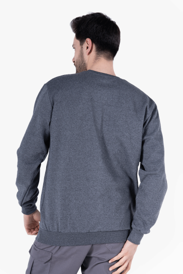 2 İplik Bisiklet Yaka Sweatshirt - Füme Melanj