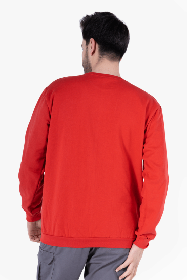 2 İplik Bisiklet Yaka Sweatshirt - Kırmızı