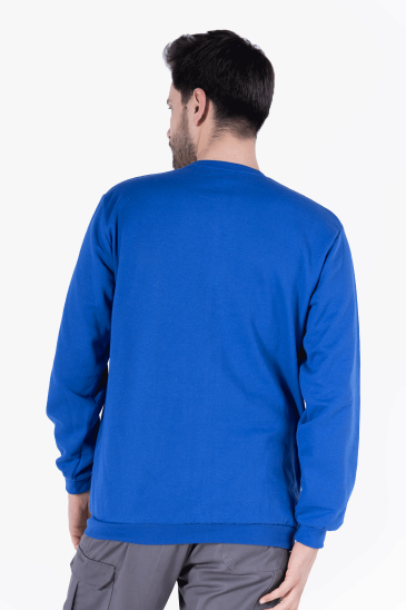 2 İplik Bisiklet Yaka Sweatshirt - Saks Mavi