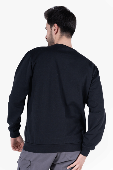 2 İplik Bisiklet Yaka Sweatshirt - Siyah