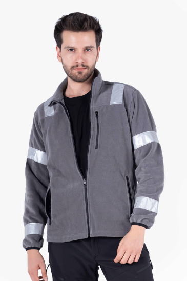 Omuz ve Kol Reflektörlü Polar - Gri