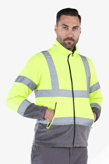 Neon Polar Ceket - Sarı - Gri