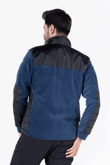 Omuz ve Dirsek Takviyeli Polar Ceket - İndigo - Siyah