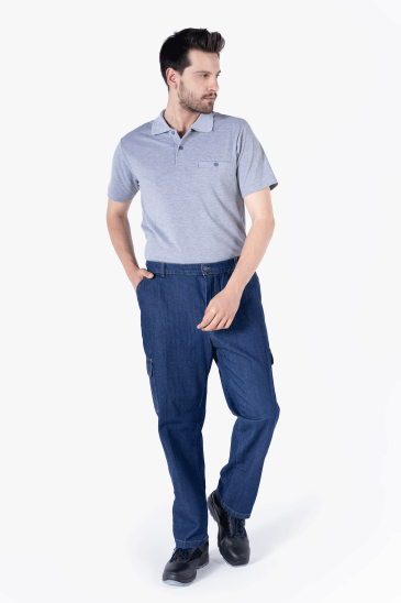 Çift Komando Cepli Kot Pantolonu - Lacivert