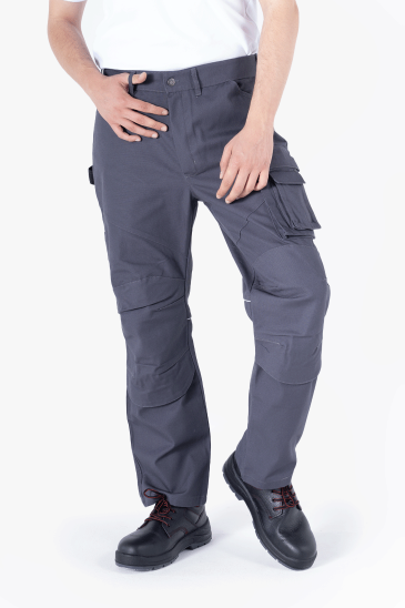 Diz Takviyeli Panama Pantolon - Gri