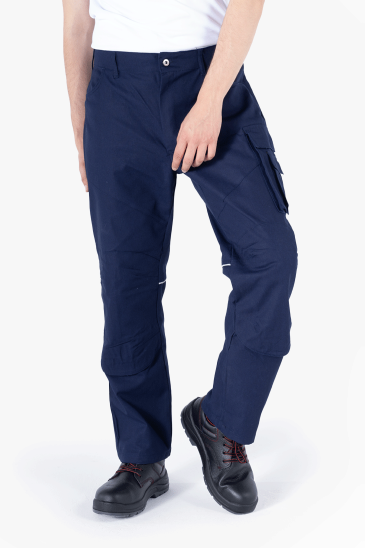 Diz Takviyeli Panama Pantolon - Lacivert