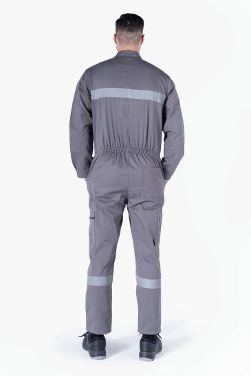 Reflektörlü Cepli Tulum - Gri