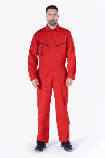 Cebi Fermuarlı Tulum - Kırmızı