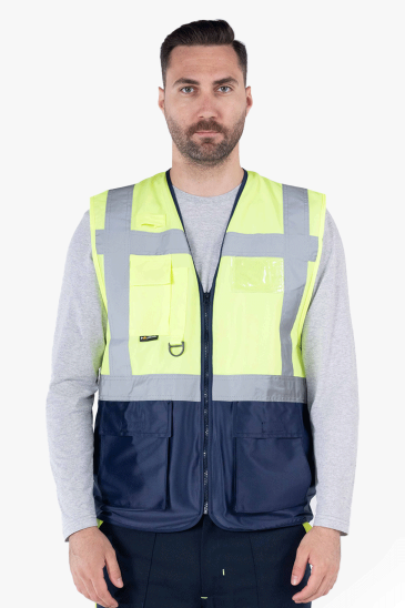 Mühendis İkaz Yeleği - Sarı - Lacivert