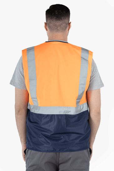 Mühendis İkaz Yeleği - Turuncu - Lacivert