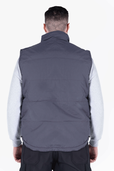 Elyaf Dolgulu Dik Yakalı Yelek - Gri