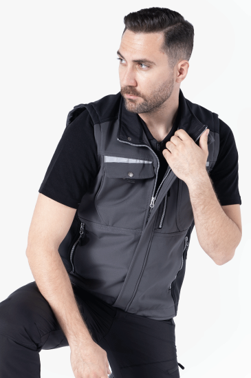 Softshell Yelek - Gri - Siyah