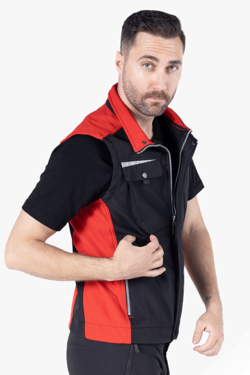 Softshell Yelek - Siyah - Kırmızı